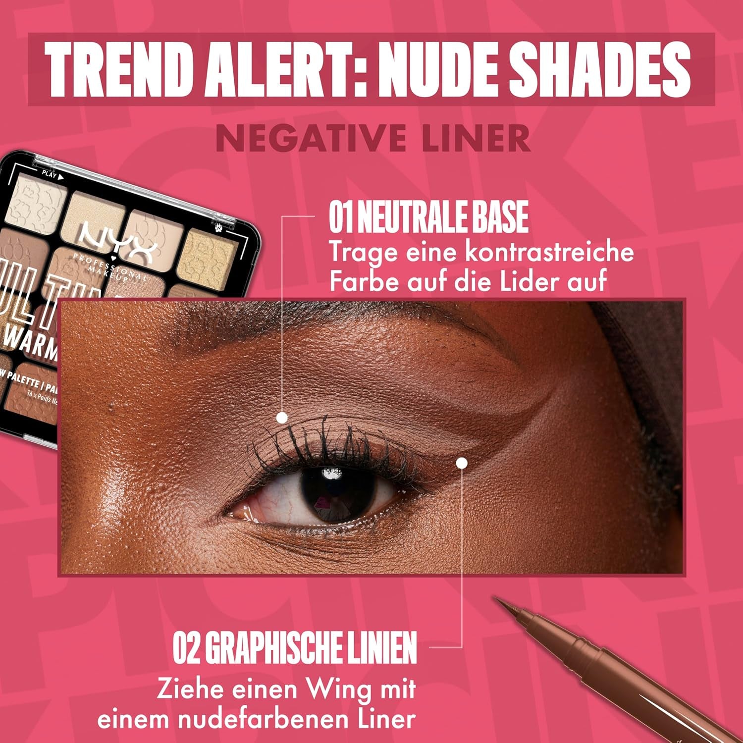 NYX Professional Makeup Lidschattenpalette Mit 16 Farbtönen, Intensives Und Langanhaltendes Finish, Vegane Formel Ohne Inhaltsstoffe Tierischen Ursprungs, Ultimate Shadow, Farbton: Warm Neutrals