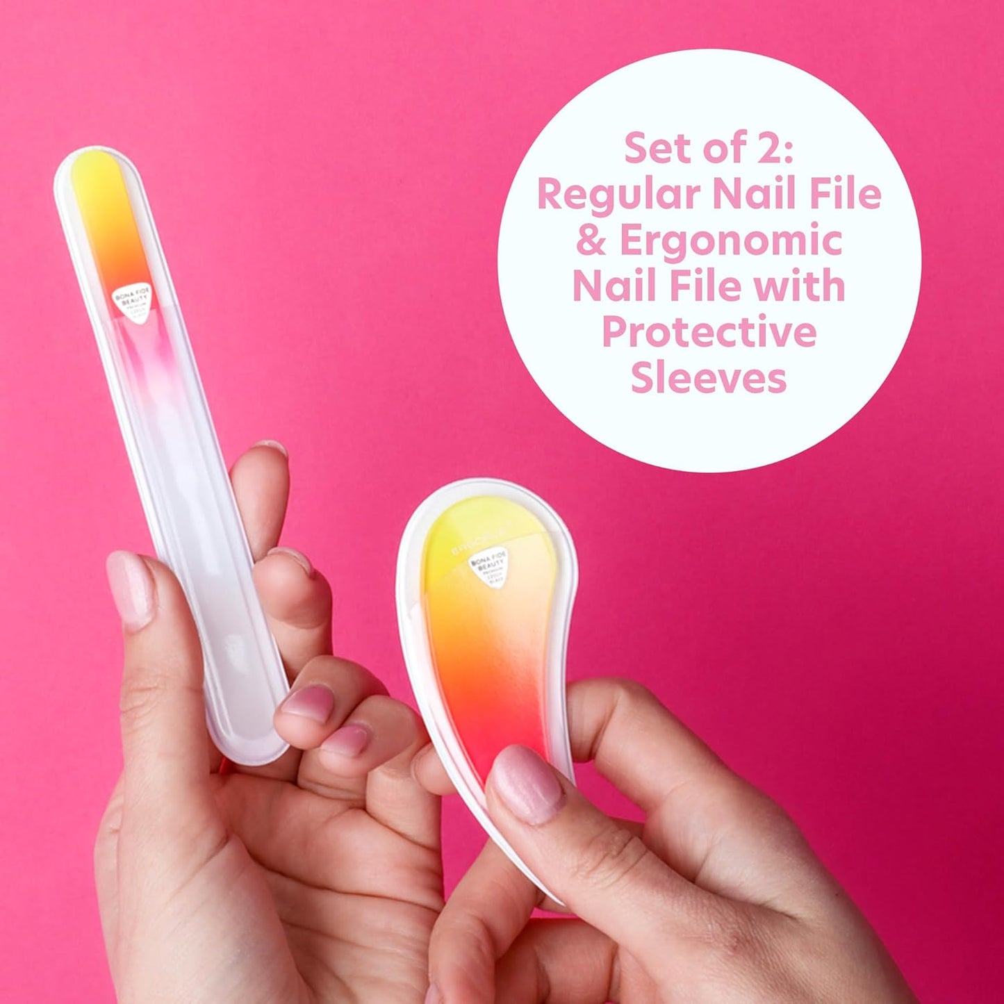 Tschechische Glas-Nagelfeilen Für Natürliche Nägel, 2-Teiliges Set, Komfortable Ergonomische, Karpaltunnellösung Für Die Nagelpflege Von Bona Fide Beauty Czech Glass
