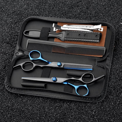 Friseurschere Haarschneideschere Effilierschere Set, Fcysy Friseur Scheren Professionell Haarschere Set, Schere Haare Schneiden Frisör Schere Haarschere Kinder Hund Effilierschere Friseur Profi- Blau