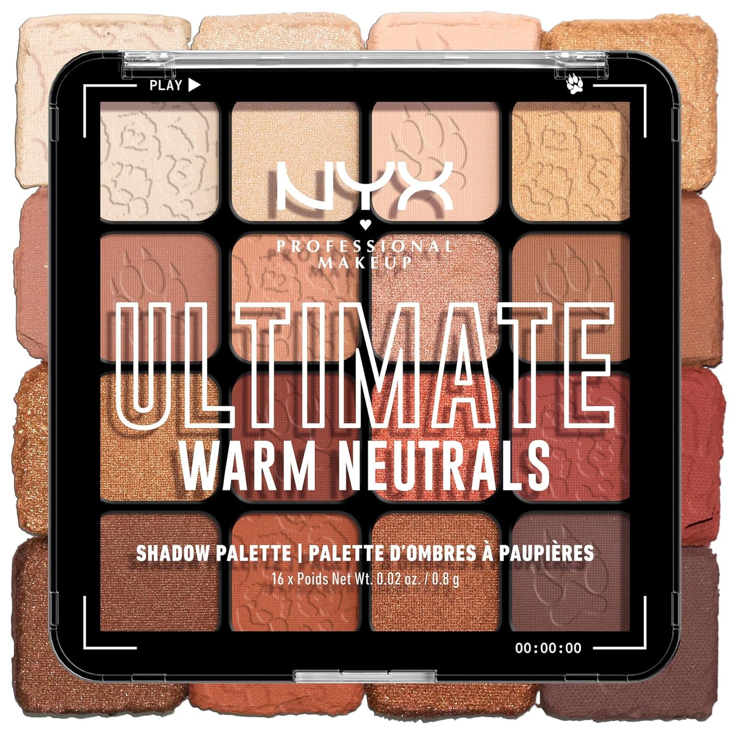 NYX Professional Makeup Lidschattenpalette Mit 16 Farbtönen, Intensives Und Langanhaltendes Finish, Vegane Formel Ohne Inhaltsstoffe Tierischen Ursprungs, Ultimate Shadow, Farbton: Warm Neutrals