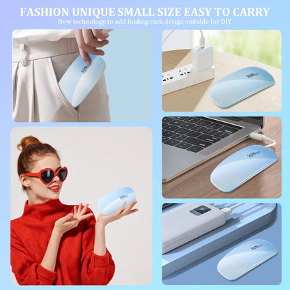 URAQT Mini UV LED Nagellampe, USB Tragbar LED Nagellampe Für Gelnägel Tragbarer Nageltrockner Für Alle Gelnagellacke, Mit Nagelfeile, Aushärtungswerkzeug in Mausform (Blau)