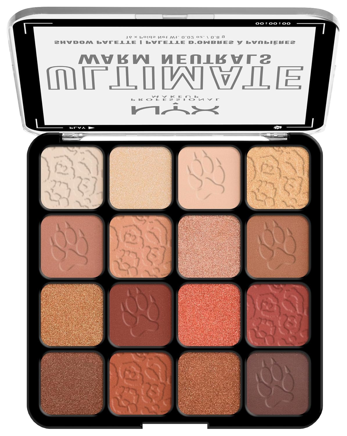 NYX Professional Makeup Lidschattenpalette Mit 16 Farbtönen, Intensives Und Langanhaltendes Finish, Vegane Formel Ohne Inhaltsstoffe Tierischen Ursprungs, Ultimate Shadow, Farbton: Warm Neutrals