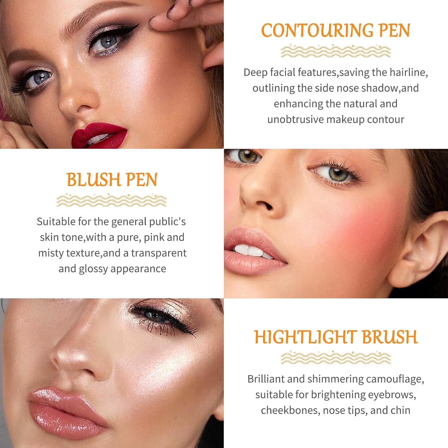 Flüssige Kontur Beauty Wand, Contour Beauty Wand Mit Applicator Befestigt, Liquid Highlighter Stick Make-Up Blush Stick, Creme Gesichts Highlighter Bronze Stick Contouring Stick Frauen (1#)