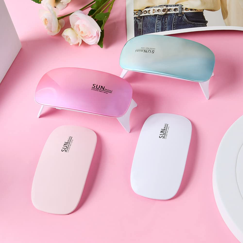 URAQT Mini UV LED Nagellampe, USB Tragbar LED Nagellampe Für Gelnägel Tragbarer Nageltrockner Für Alle Gelnagellacke, Mit Nagelfeile, Aushärtungswerkzeug in Mausform (Blau)