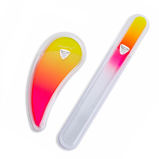Tschechische Glas-Nagelfeilen Für Natürliche Nägel, 2-Teiliges Set, Komfortable Ergonomische, Karpaltunnellösung Für Die Nagelpflege Von Bona Fide Beauty Czech Glass