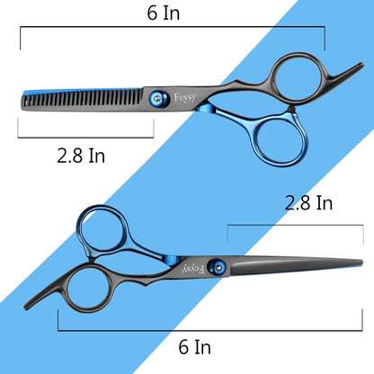 Friseurschere Haarschneideschere Effilierschere Set, Fcysy Friseur Scheren Professionell Haarschere Set, Schere Haare Schneiden Frisör Schere Haarschere Kinder Hund Effilierschere Friseur Profi- Blau