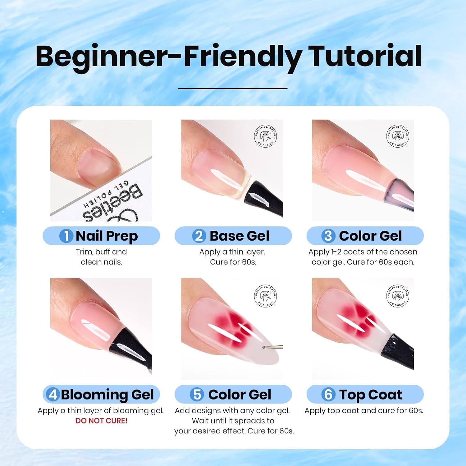 Beetles Blooming Gel, 15 Ml Klarer Uv-Nagellack Für Nailart-Design Blumen-Gel-Nagellack Zum Auftragen Von Effekten Beim Nageldesign Maniküre Geschenk Für Frauen | Blumen-Gel-Nagellack Zum Auftragen Von Effekten Beim Nageldesign Maniküre Geschenk Für Frauen