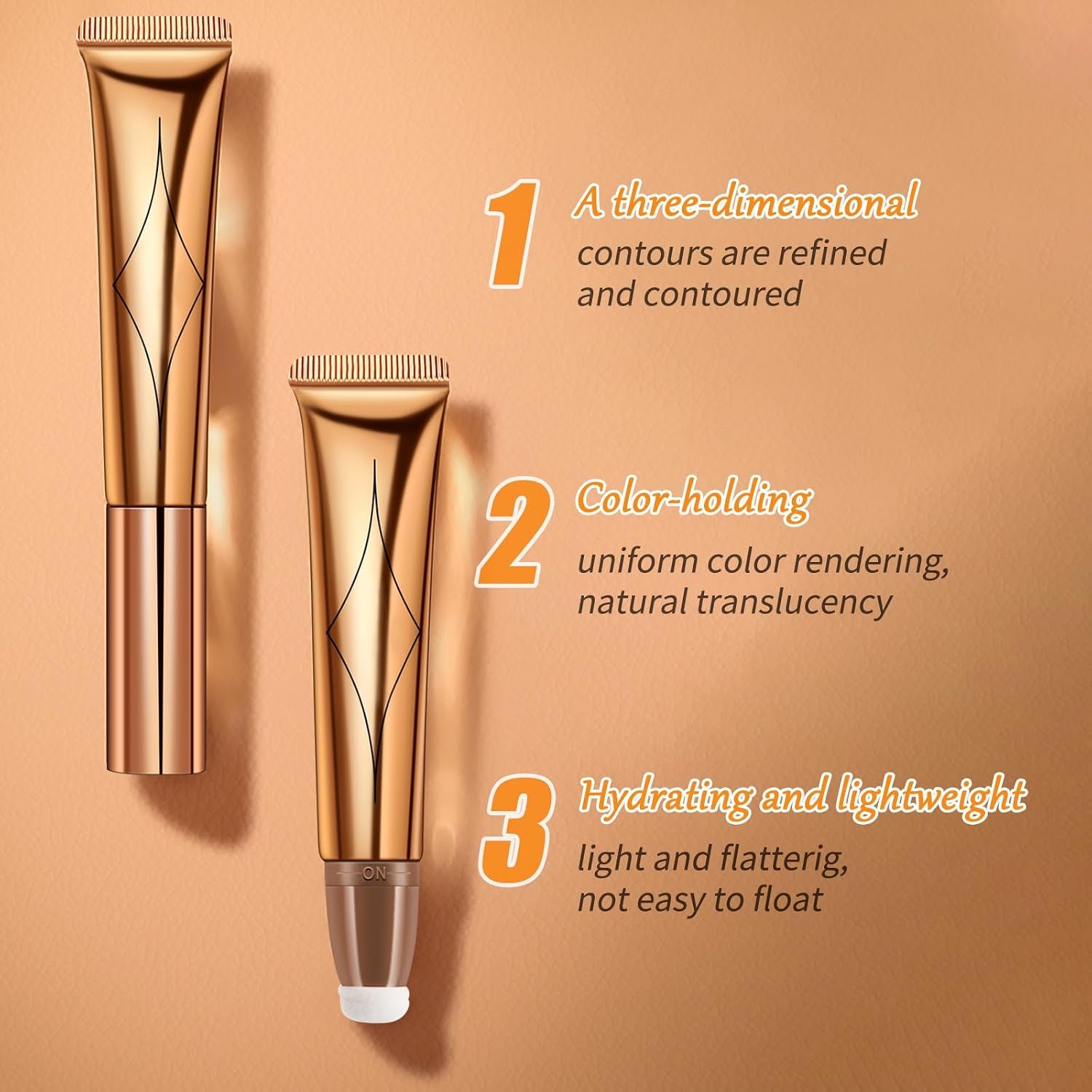 Flüssige Kontur Beauty Wand, Contour Beauty Wand Mit Applicator Befestigt, Liquid Highlighter Stick Make-Up Blush Stick, Creme Gesichts Highlighter Bronze Stick Contouring Stick Frauen (1#)