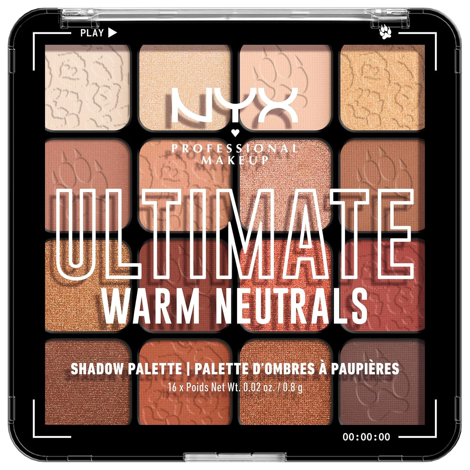 NYX Professional Makeup Lidschattenpalette Mit 16 Farbtönen, Intensives Und Langanhaltendes Finish, Vegane Formel Ohne Inhaltsstoffe Tierischen Ursprungs, Ultimate Shadow, Farbton: Warm Neutrals