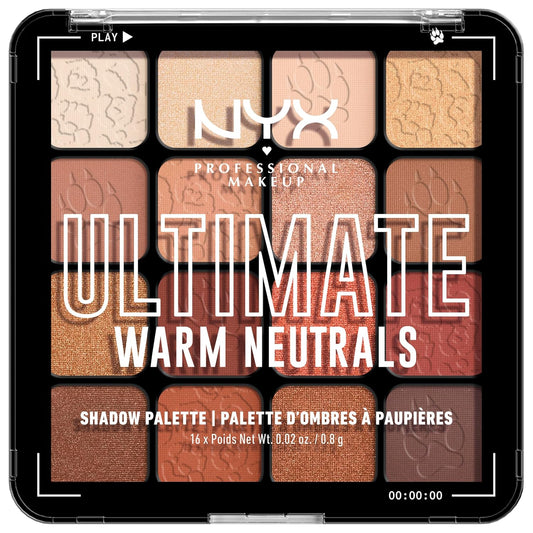 NYX Professional Makeup Lidschattenpalette Mit 16 Farbtönen, Intensives Und Langanhaltendes Finish, Vegane Formel Ohne Inhaltsstoffe Tierischen Ursprungs, Ultimate Shadow, Farbton: Warm Neutrals