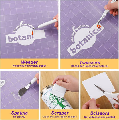 Plotter Zubehör,13 Stück Vinyl Jäten Werkzeuge Für Cricut Silhouette Unkrautschaber Silhouette Zubehör,Entgitterwerkzeug Plotter Werkzeuge Plotter Set,Cameos, Beschriftung, DIY Machen