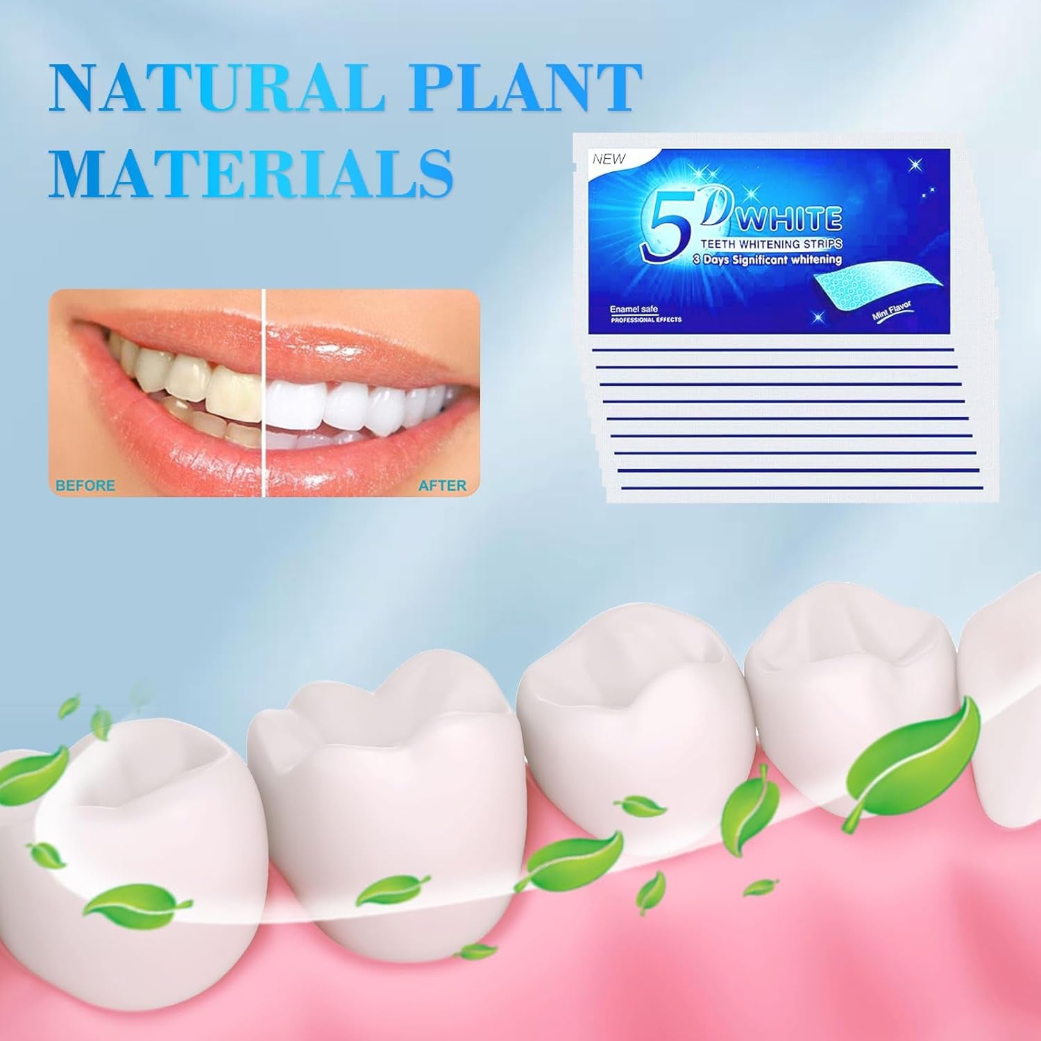 Teeth Whitening Strips - 28 Zahnaufhellung Peroxid Frei Non-Sensitive Formel Mit Minzgeschmack - Sicher Für Zahnschmelz