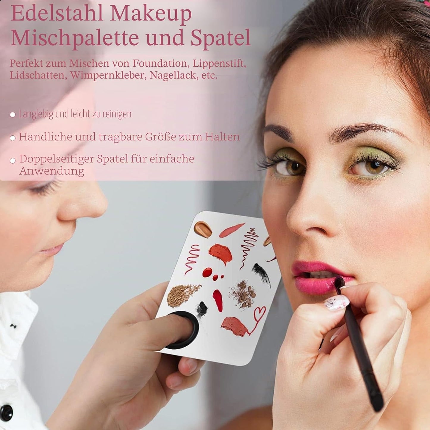 Einweg-Make-Up-Applikatoren-Set Mit Dreieck-Puff-Mischpalette, Künstlerbedarf Einweg-Mascara-Stäbe, Lippenpinsel, Haarspangen, Puderquasten Für Gesicht Mit Aufbewahrungsbox in Rosa