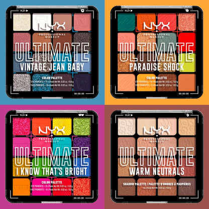 NYX Professional Makeup Lidschattenpalette Mit 16 Farbtönen, Intensives Und Langanhaltendes Finish, Vegane Formel Ohne Inhaltsstoffe Tierischen Ursprungs, Ultimate Shadow, Farbton: Warm Neutrals