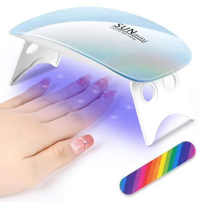 URAQT Mini UV LED Nagellampe, USB Tragbar LED Nagellampe Für Gelnägel Tragbarer Nageltrockner Für Alle Gelnagellacke, Mit Nagelfeile, Aushärtungswerkzeug in Mausform (Blau)