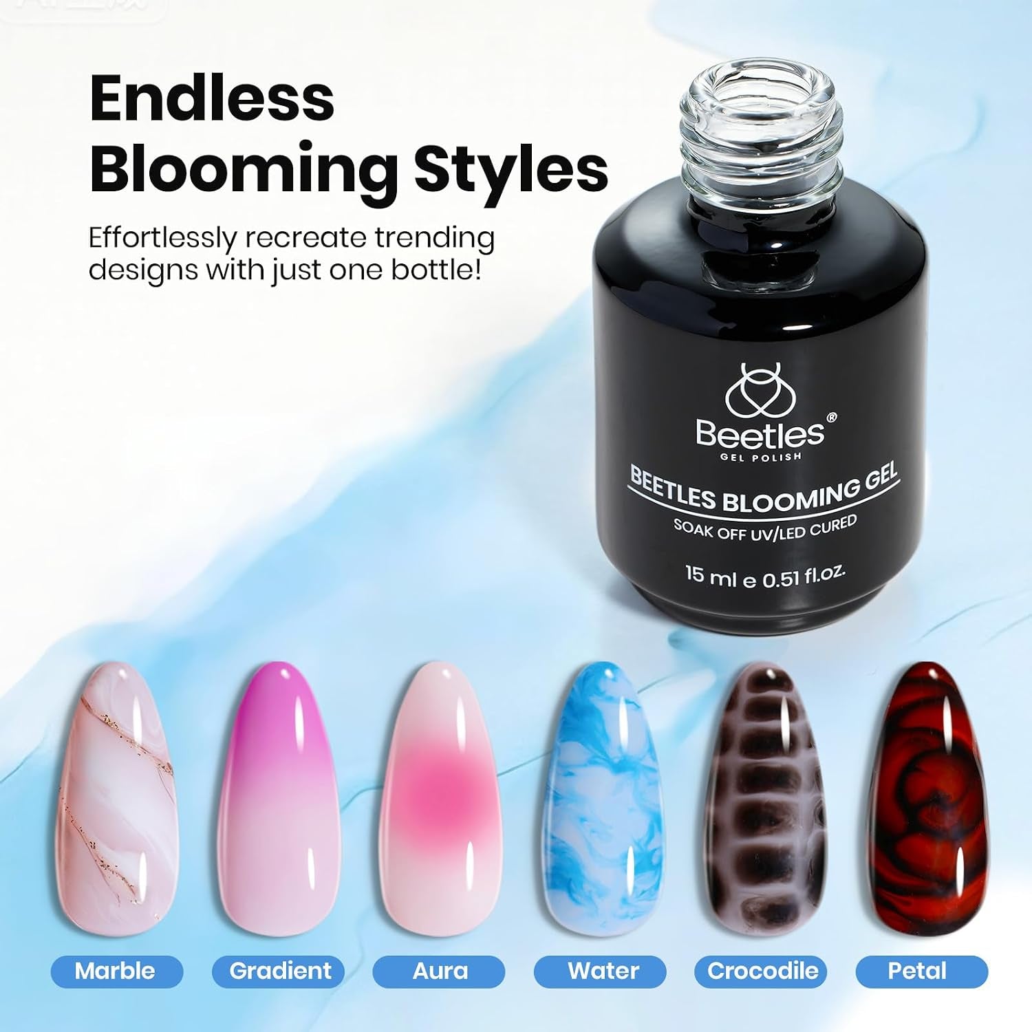 Beetles Blooming Gel, 15 Ml Klarer Uv-Nagellack Für Nailart-Design Blumen-Gel-Nagellack Zum Auftragen Von Effekten Beim Nageldesign Maniküre Geschenk Für Frauen | Blumen-Gel-Nagellack Zum Auftragen Von Effekten Beim Nageldesign Maniküre Geschenk Für Frauen