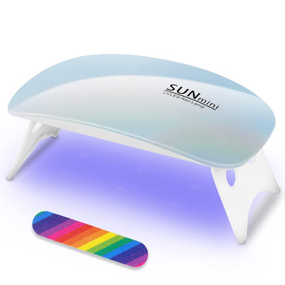 URAQT Mini UV LED Nagellampe, USB Tragbar LED Nagellampe Für Gelnägel Tragbarer Nageltrockner Für Alle Gelnagellacke, Mit Nagelfeile, Aushärtungswerkzeug in Mausform (Blau)