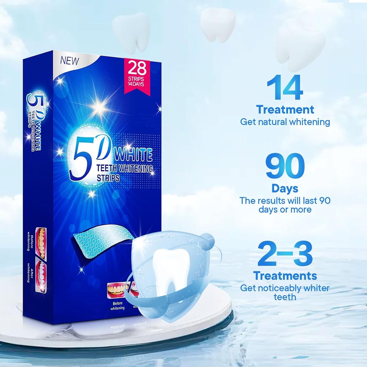 Teeth Whitening Strips - 28 Zahnaufhellung Peroxid Frei Non-Sensitive Formel Mit Minzgeschmack - Sicher Für Zahnschmelz